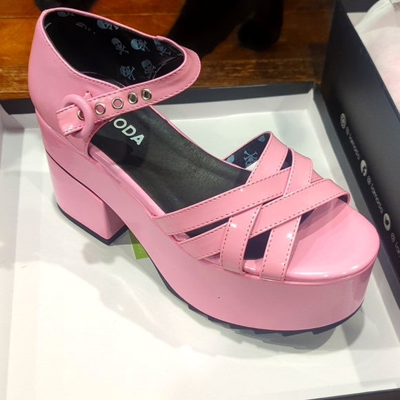 Pink Platform Strappy Sandals - Picture 1 of 5